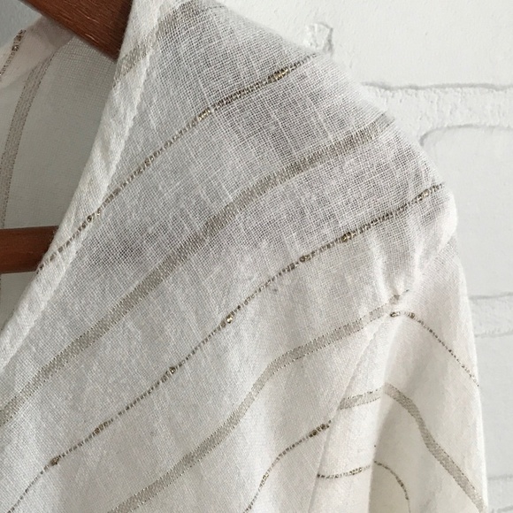 Linen Tunic/shirt Off-White gold Lagenlook Vacation Bali sz 18/20 (1X) - Picture 3 of 7